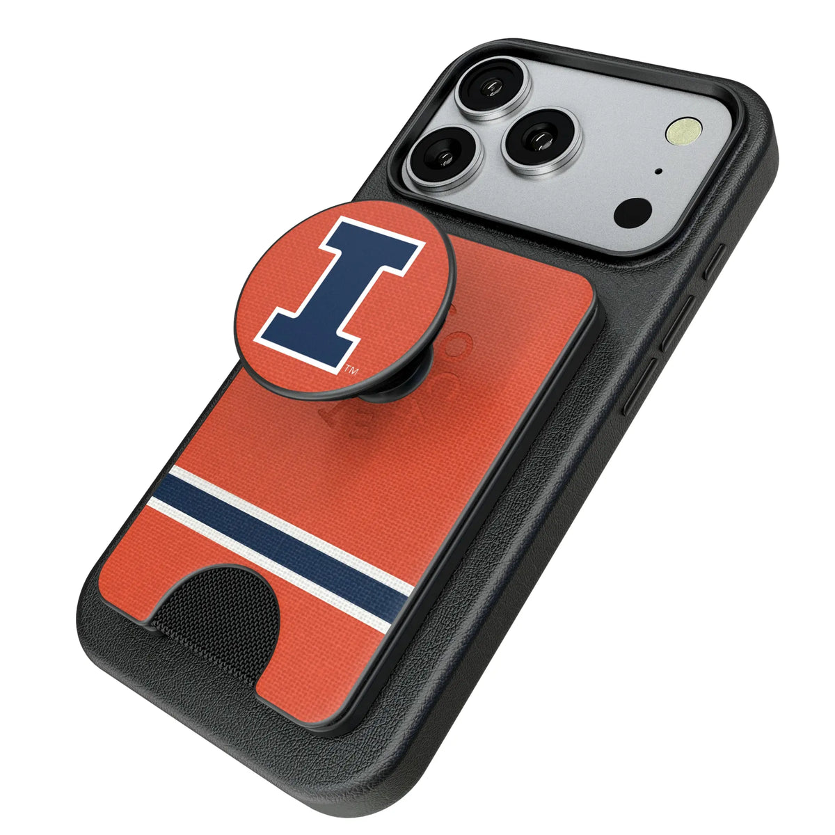 University of Illinois Fighting Illini Stripe Popsockets Wallet Magnetic - Isometric View