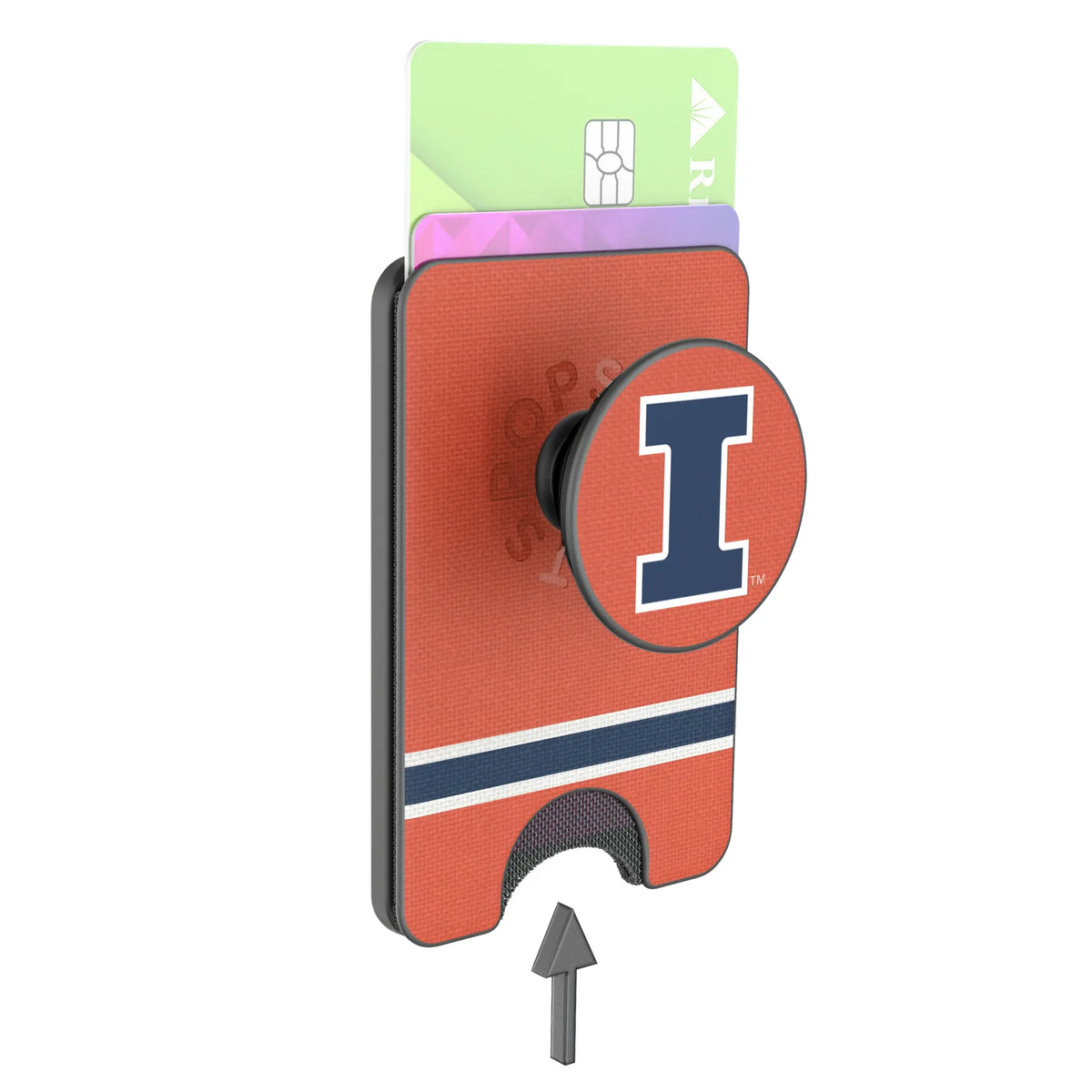 University of Illinois Fighting Illini Stripe Popsockets Wallet Magnetic - Detail