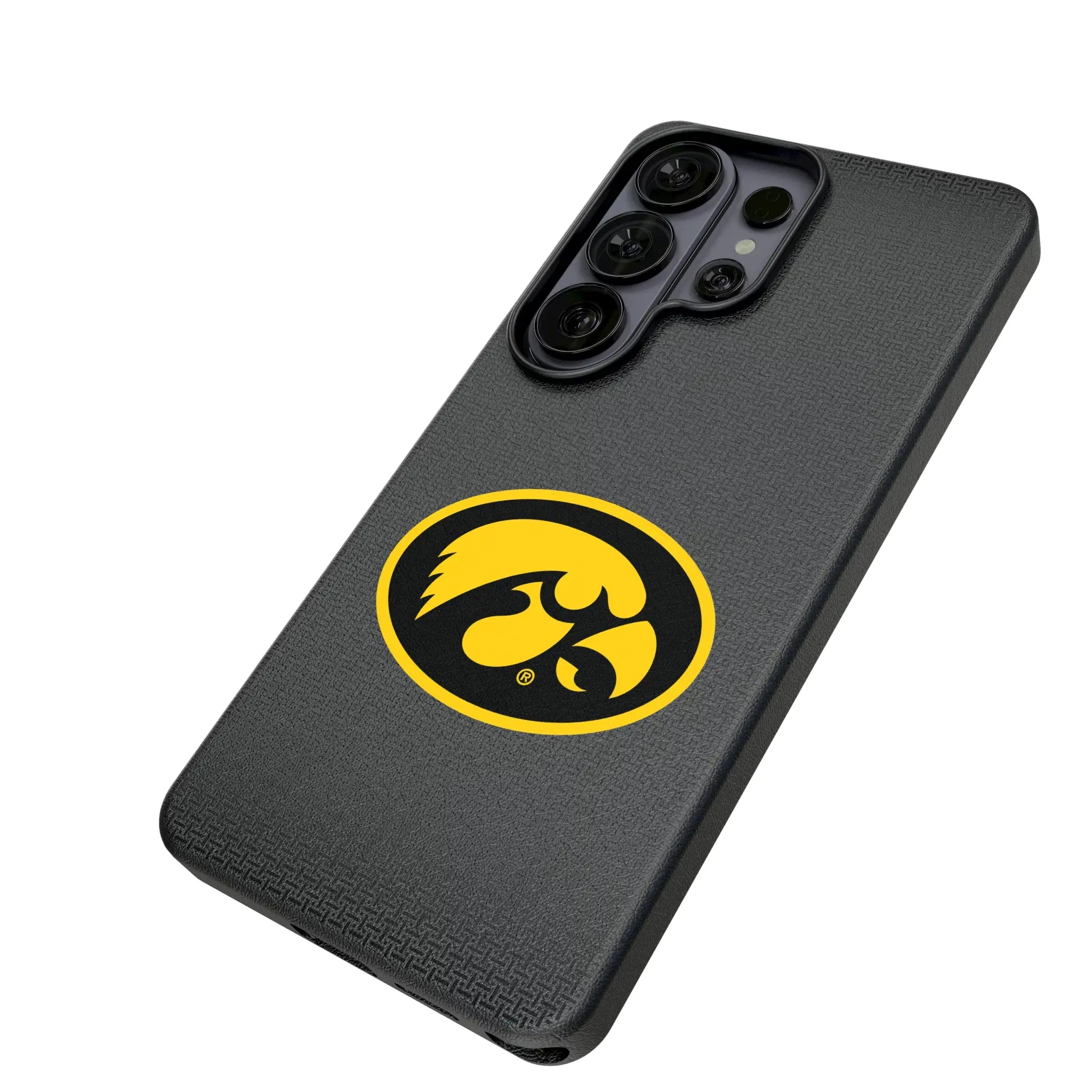 University of Iowa Hawkeyes Linen Galaxy MagSafe Compatible Phone Case for Samsung Galaxy - Isometric View#Device_Galaxy S26 Ultra