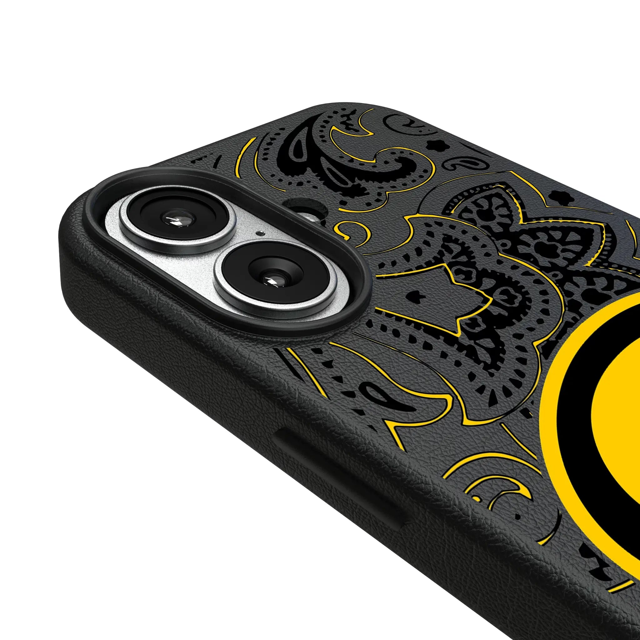 University of Iowa Hawkeyes Paisley iPhone MagSafe Compatible Phone Case for Apple iPhone - Detail#Device_iPhone 17
