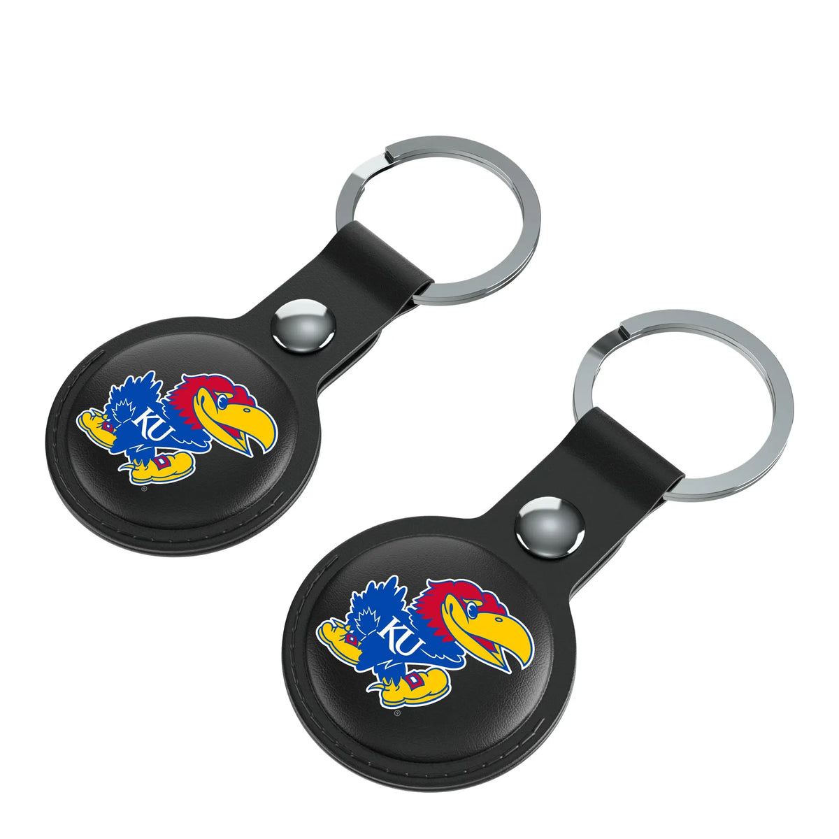 University of Kansas Jayhawks Insignia AirTag Black Airtag Holder 2-Pack - Isometric View