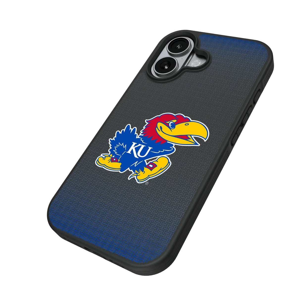 University of Kansas Jayhawks Linen iPhone Bump Phone Case for Apple iPhone - Isometric View#Device_iPhone 17