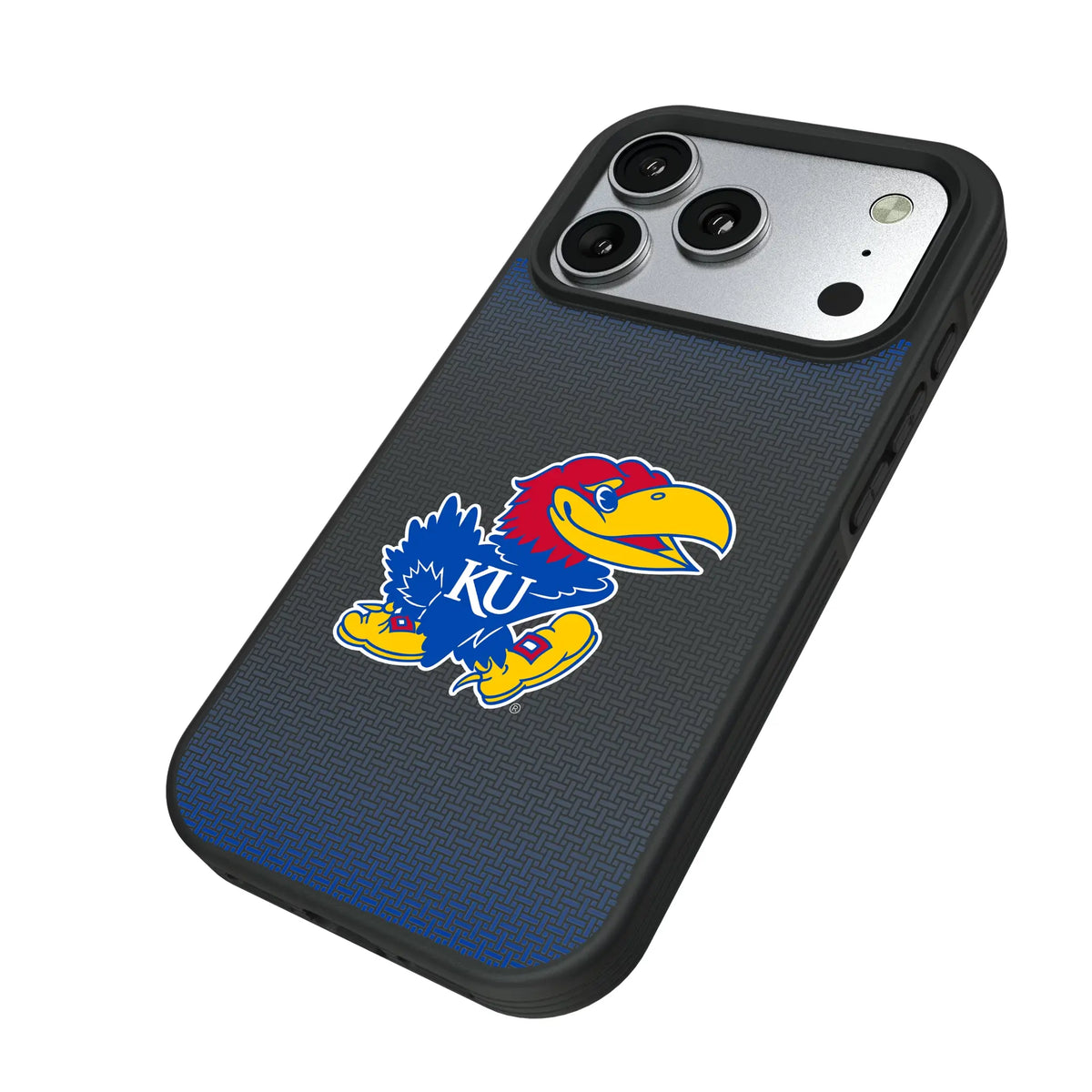 University of Kansas Jayhawks Linen iPhone Bump Phone Case for Apple iPhone - Isometric View#Device_iPhone 17 Pro