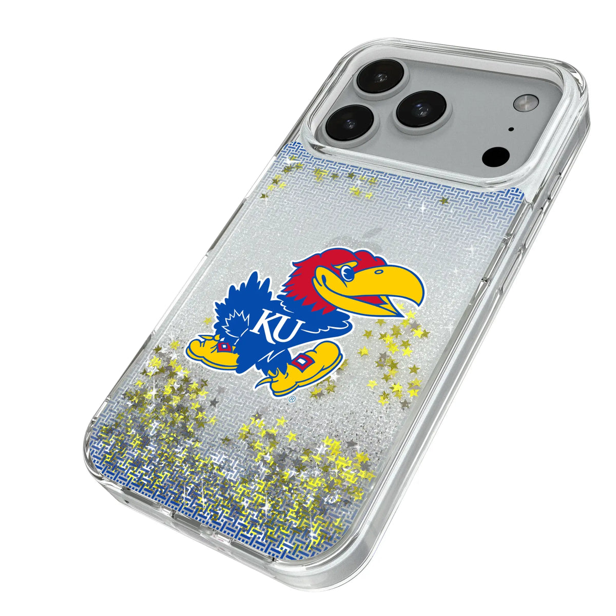 University of Kansas Jayhawks Linen iPhone Glitter Phone Case for Apple iPhone - Isometric View#Device_iPhone 18 Pro