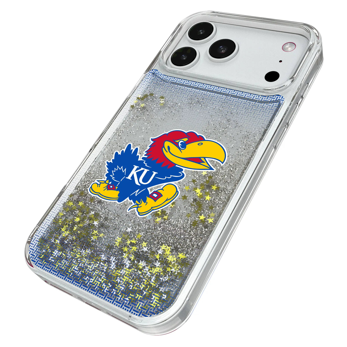 University of Kansas Jayhawks Linen iPhone Glitter Phone Case for Apple iPhone - Isometric View#Device_iPhone 18 Pro Max