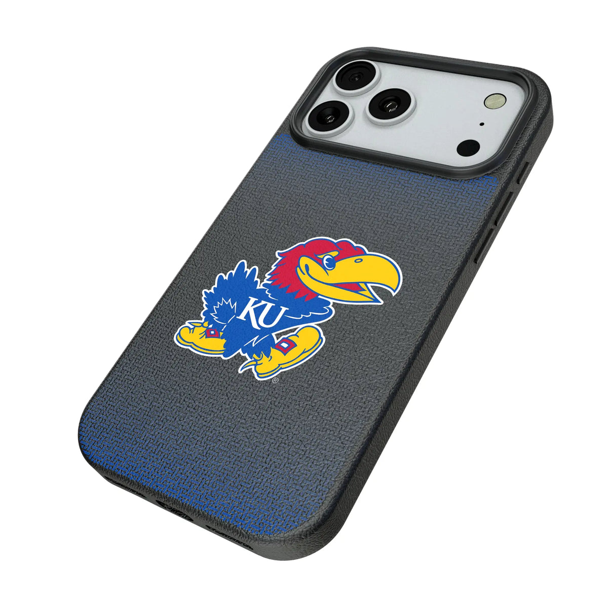 University of Kansas Jayhawks Linen iPhone MagSafe Compatible Phone Case for Apple iPhone - Isometric View#Device_iPhone 18 Pro Max