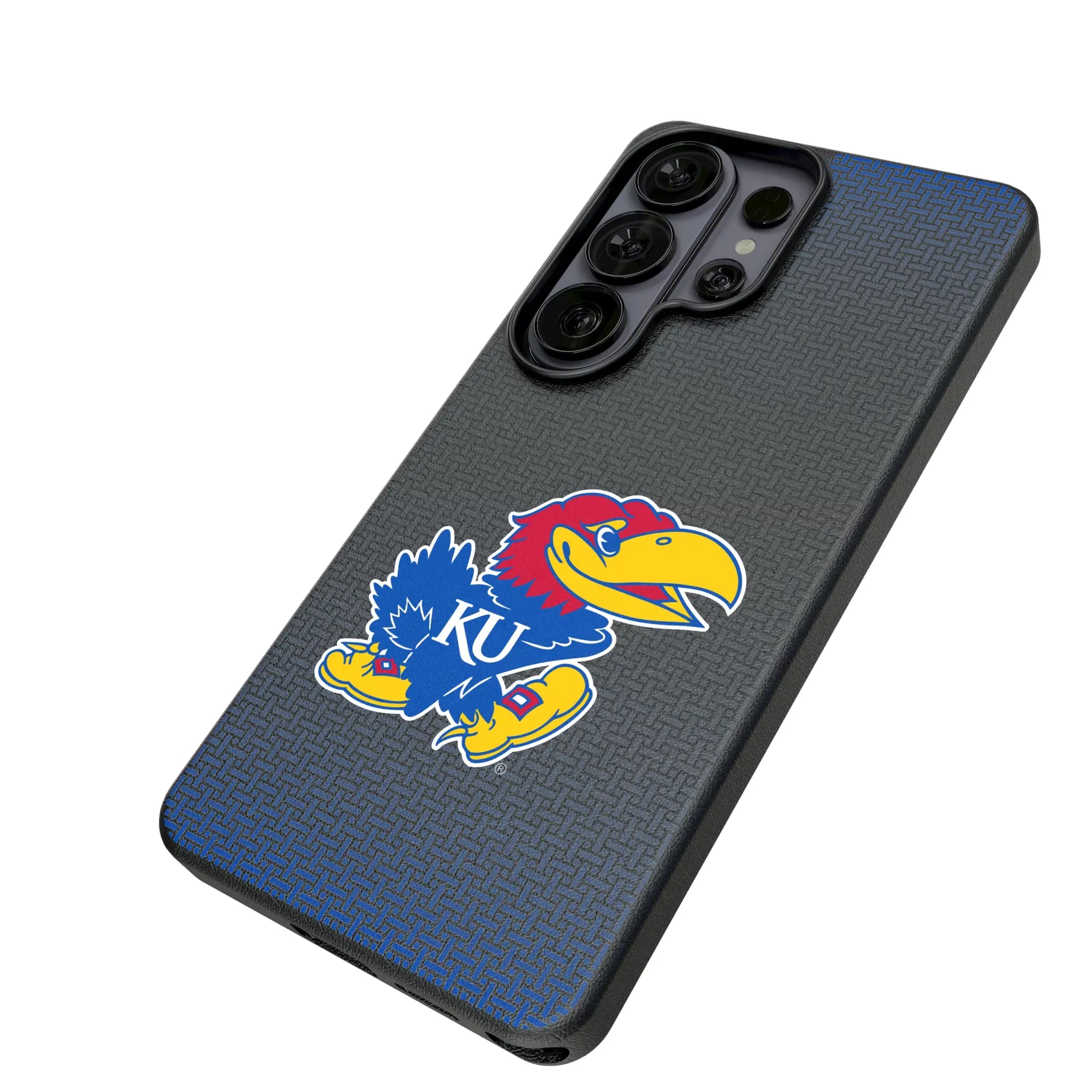 University of Kansas Jayhawks Linen Galaxy MagSafe Compatible Phone Case for Samsung Galaxy - Isometric View#Device_Galaxy S26 Ultra