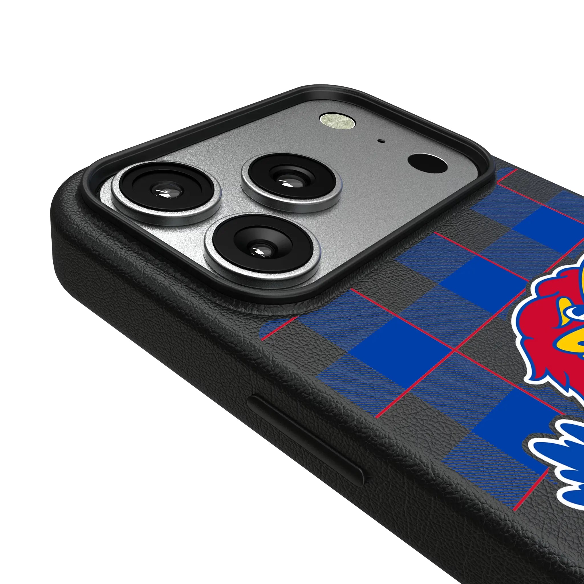 University of Kansas Jayhawks Plaid iPhone MagSafe Compatible Phone Case for Apple iPhone - Detail#Device_iPhone 17 Pro