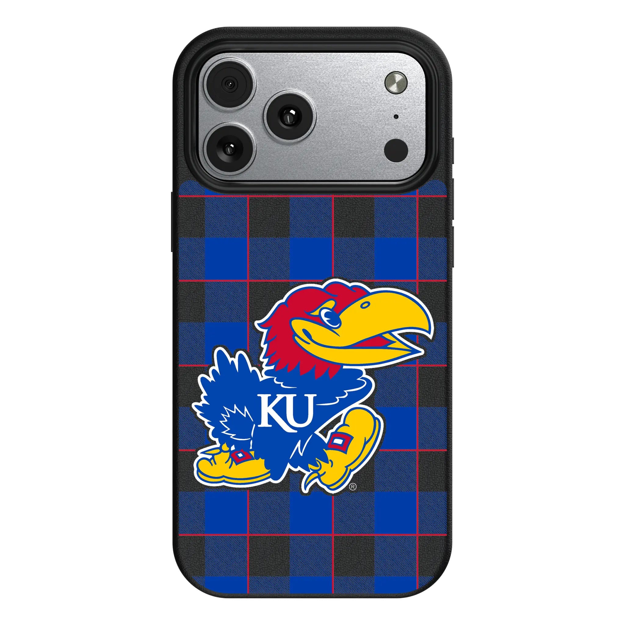 University of Kansas Jayhawks Plaid iPhone MagSafe Compatible Phone Case for Apple iPhone#Device_iPhone 17 Pro Max