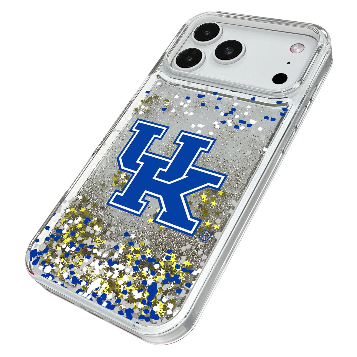 University of Kentucky Wildcats Confetti iPhone Glitter Phone Case for Apple iPhone - Isometric View#Device_iPhone 18 Pro Max