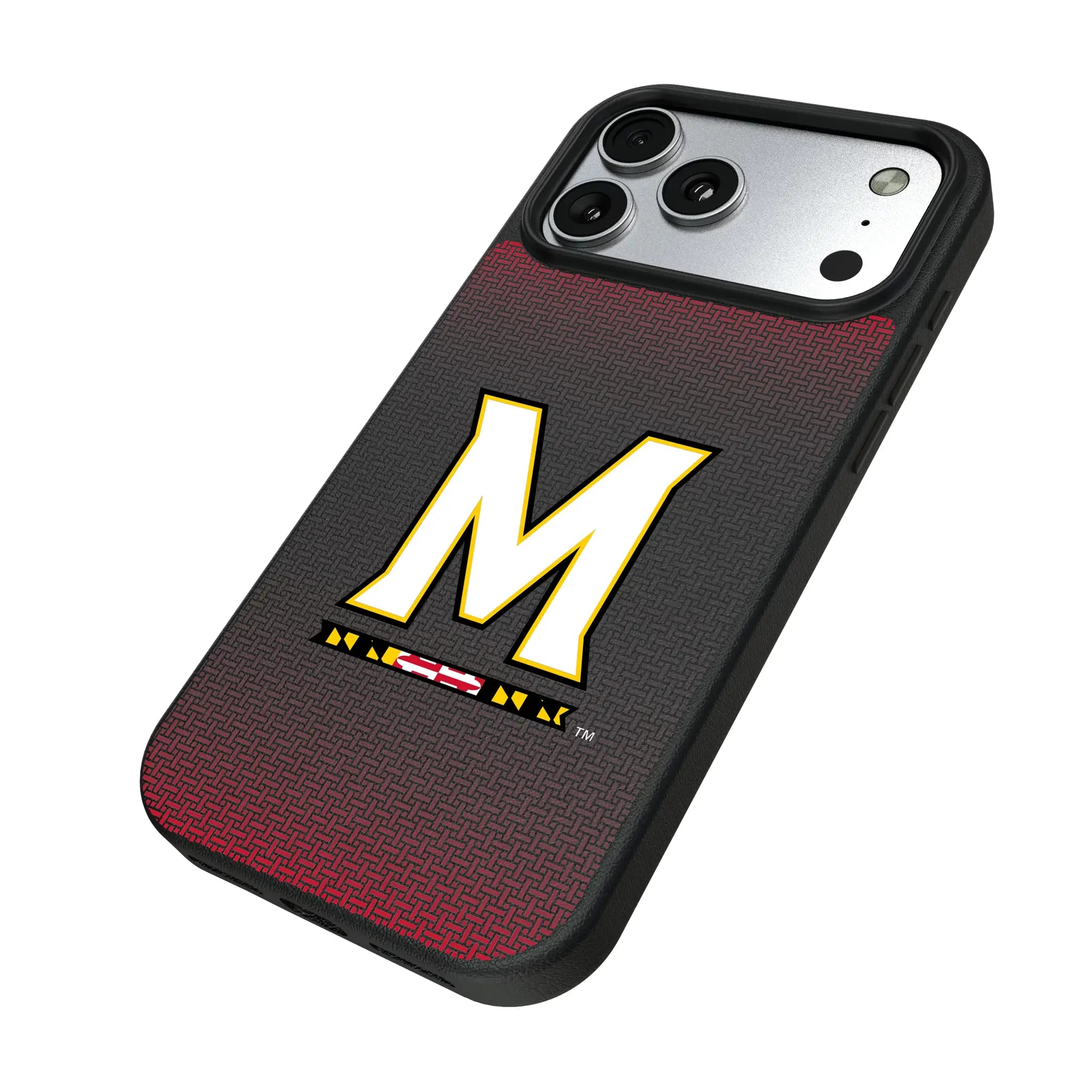University of Maryland Terrapins Linen iPhone MagSafe Compatible Phone Case for Apple iPhone - Isometric View#Device_iPhone 17 Pro Max