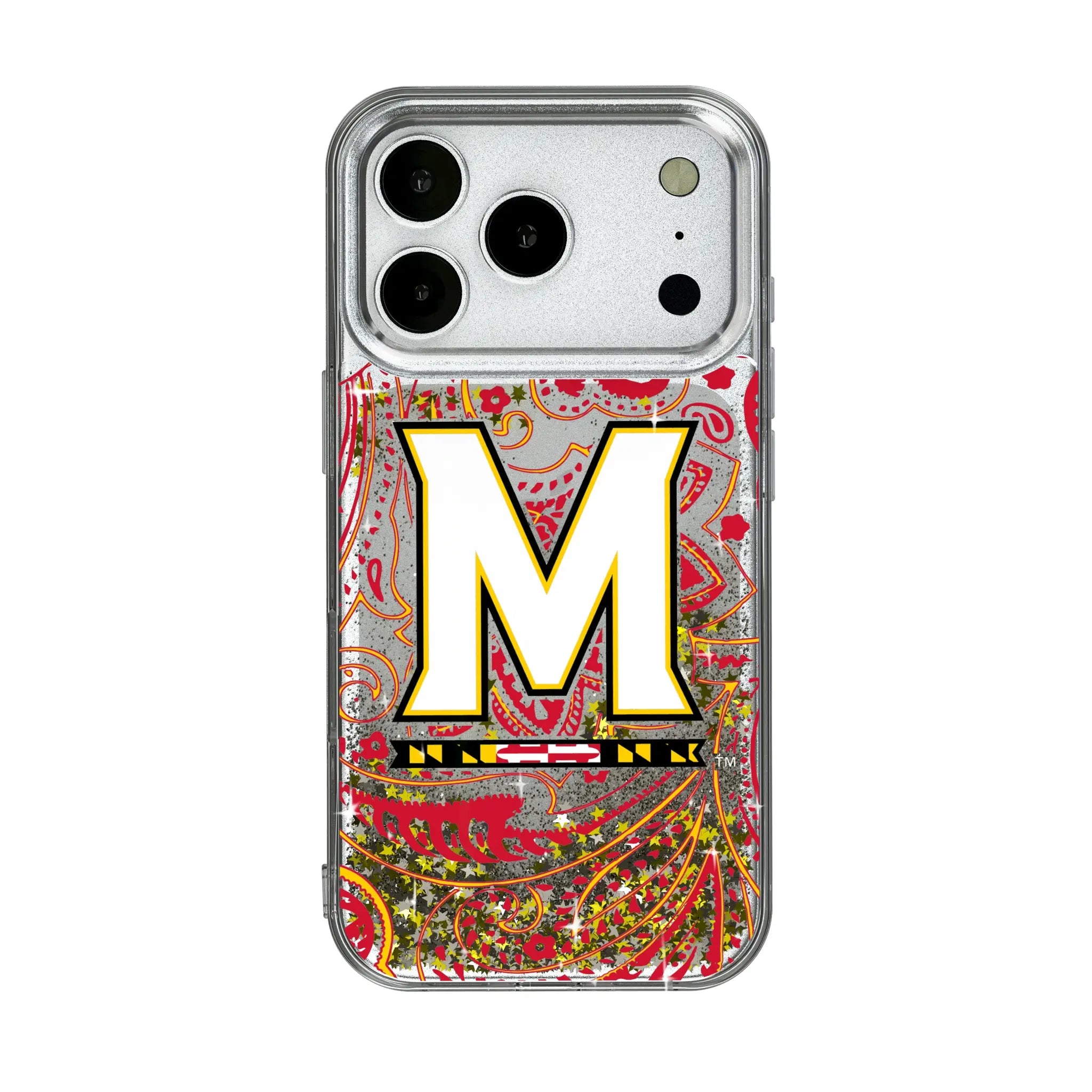 University of Maryland Terrapins Paisley iPhone Glitter Phone Case for Apple iPhone