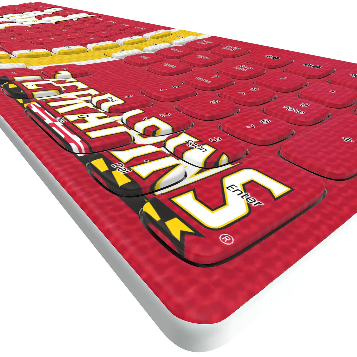 University of Maryland Terrapins Stripe KKB605 Curved Wireless Keyboard - Detail