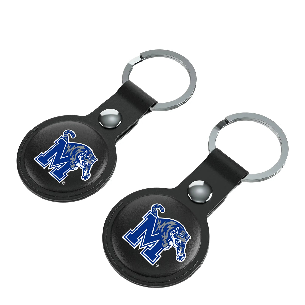 University of Memphis Tigers Insignia AirTag Black Airtag Holder 2-Pack - Isometric View