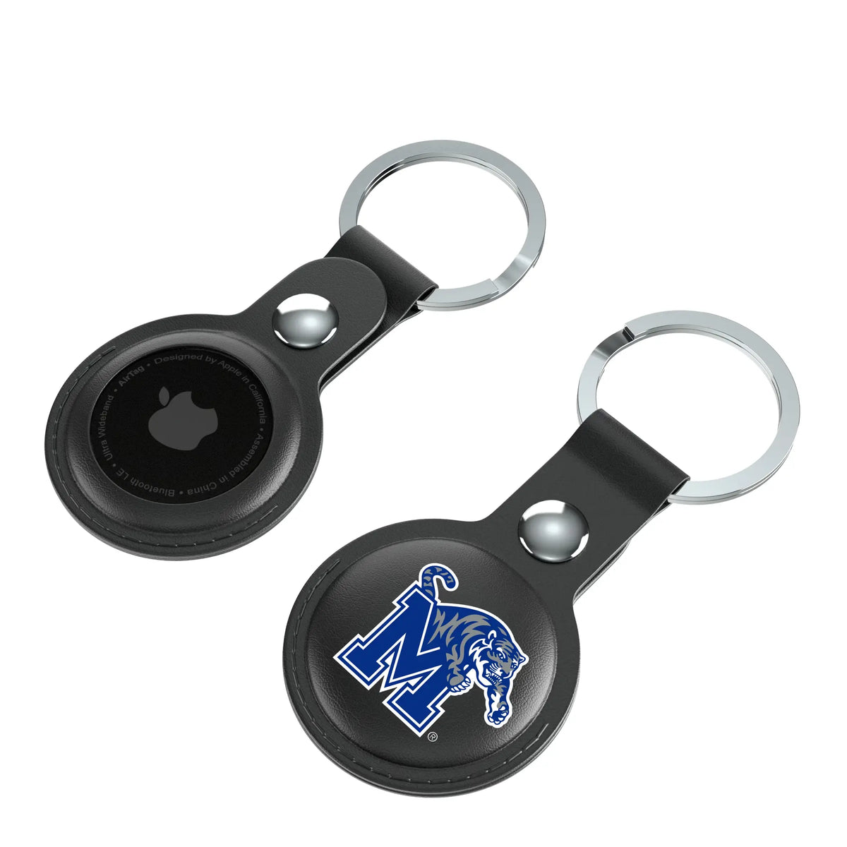 University of Memphis Tigers Insignia AirTag Black Airtag Holder 2-Pack - Isometric View