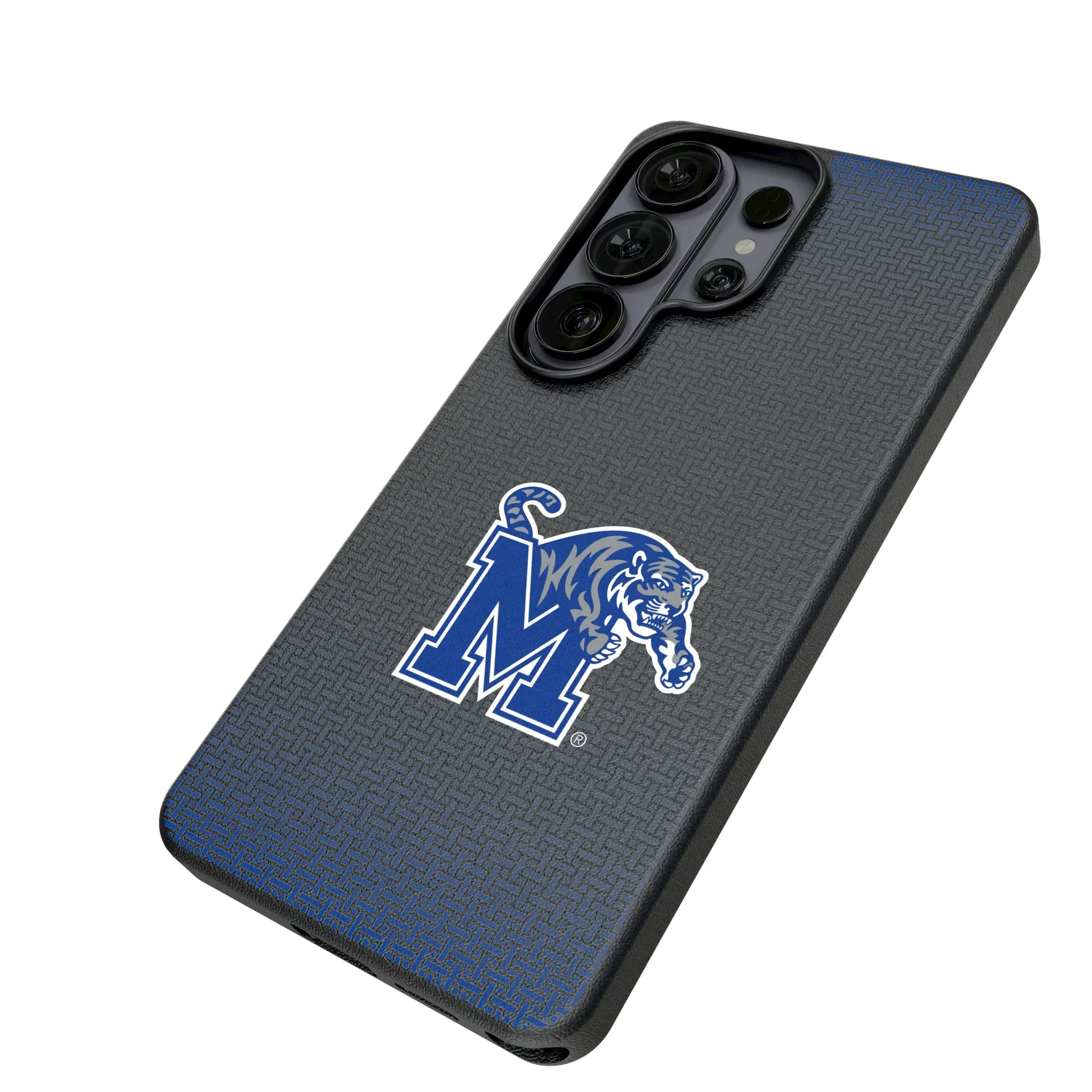University of Memphis Tigers Linen Galaxy MagSafe Compatible Phone Case for Samsung Galaxy - Isometric View#Device_Galaxy S26 Ultra