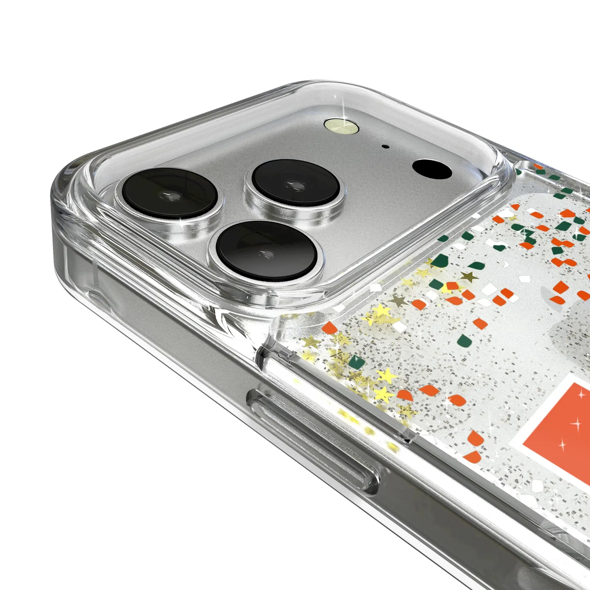University of Miami Hurricanes Confetti iPhone Glitter Phone Case for Apple iPhone - Detail