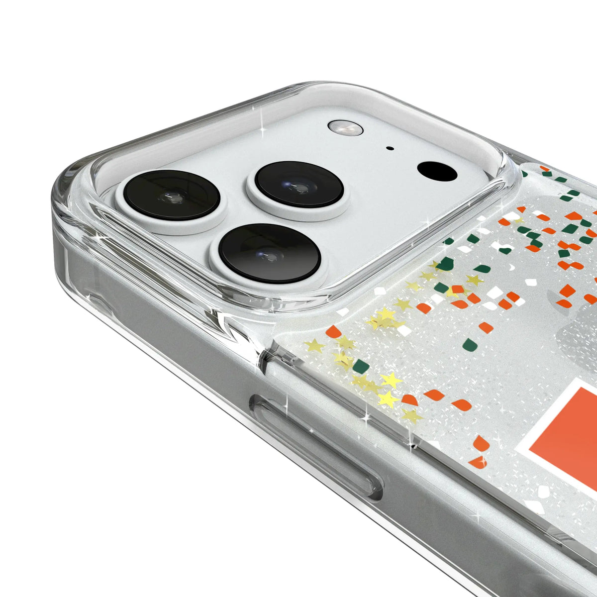 University of Miami Hurricanes Confetti iPhone Glitter Phone Case for Apple iPhone - Detail#Device_iPhone 18 Pro