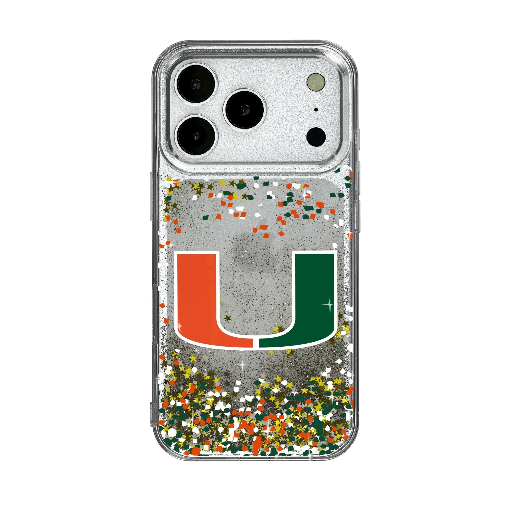 University of Miami Hurricanes Confetti iPhone Glitter Phone Case for Apple iPhone
