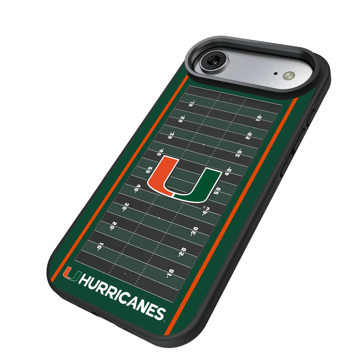 University of Miami Hurricanes Field iPhone Bump Phone Case for Apple iPhone - Isometric View#Device_iPhone Air