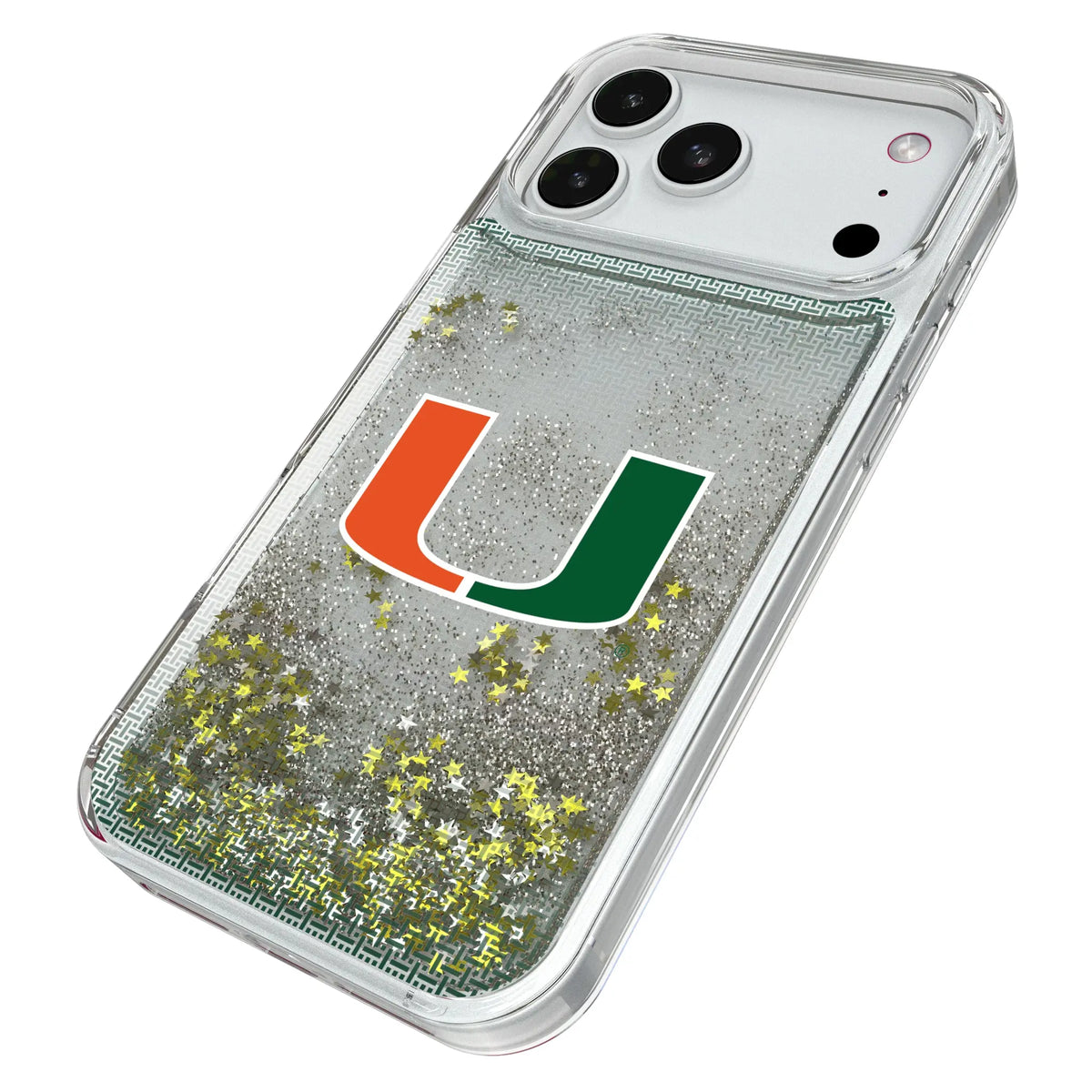 University of Miami Hurricanes Linen iPhone Glitter Phone Case for Apple iPhone - Isometric View#Device_iPhone 18 Pro Max