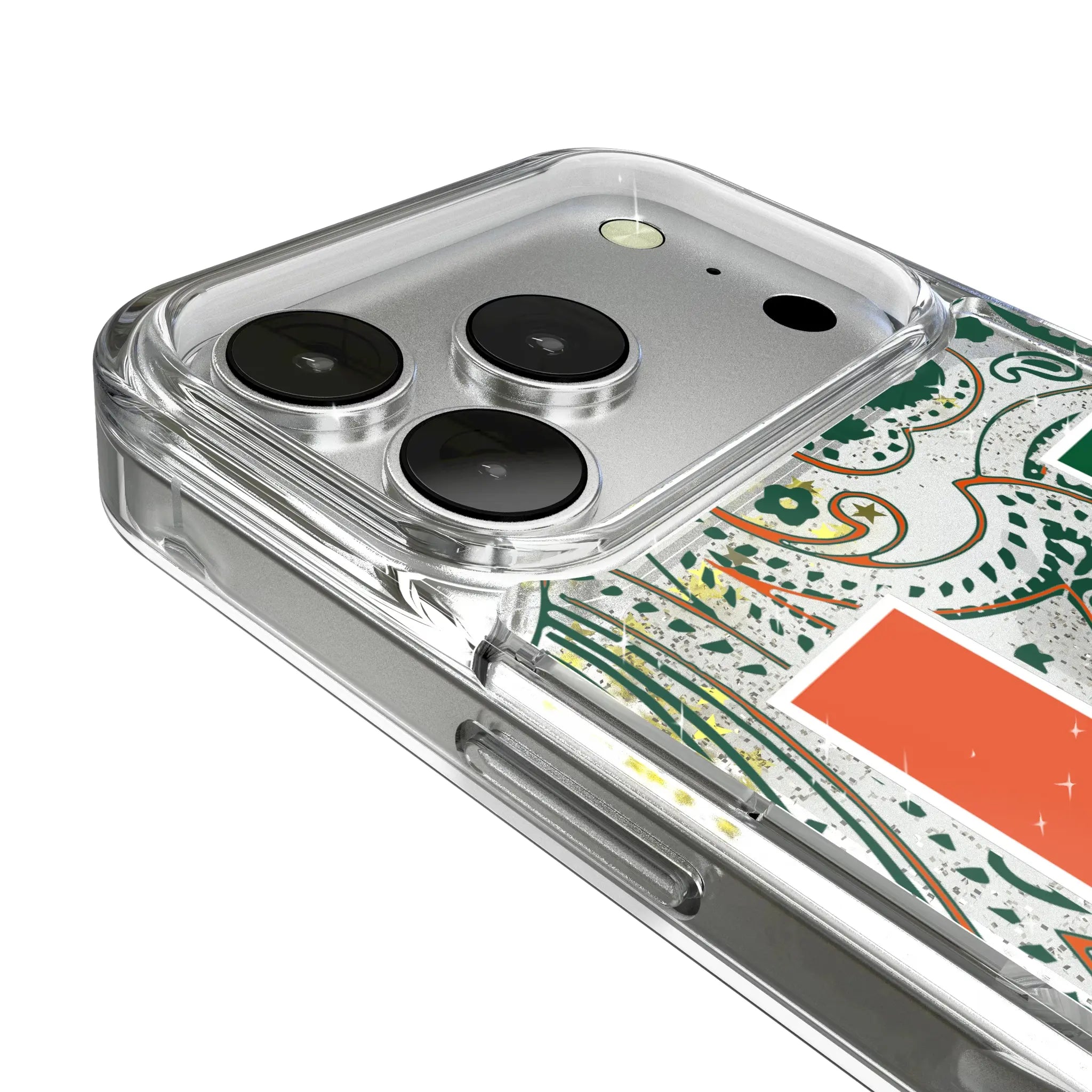 University of Miami Hurricanes Paisley iPhone Glitter Phone Case for Apple iPhone - Detail