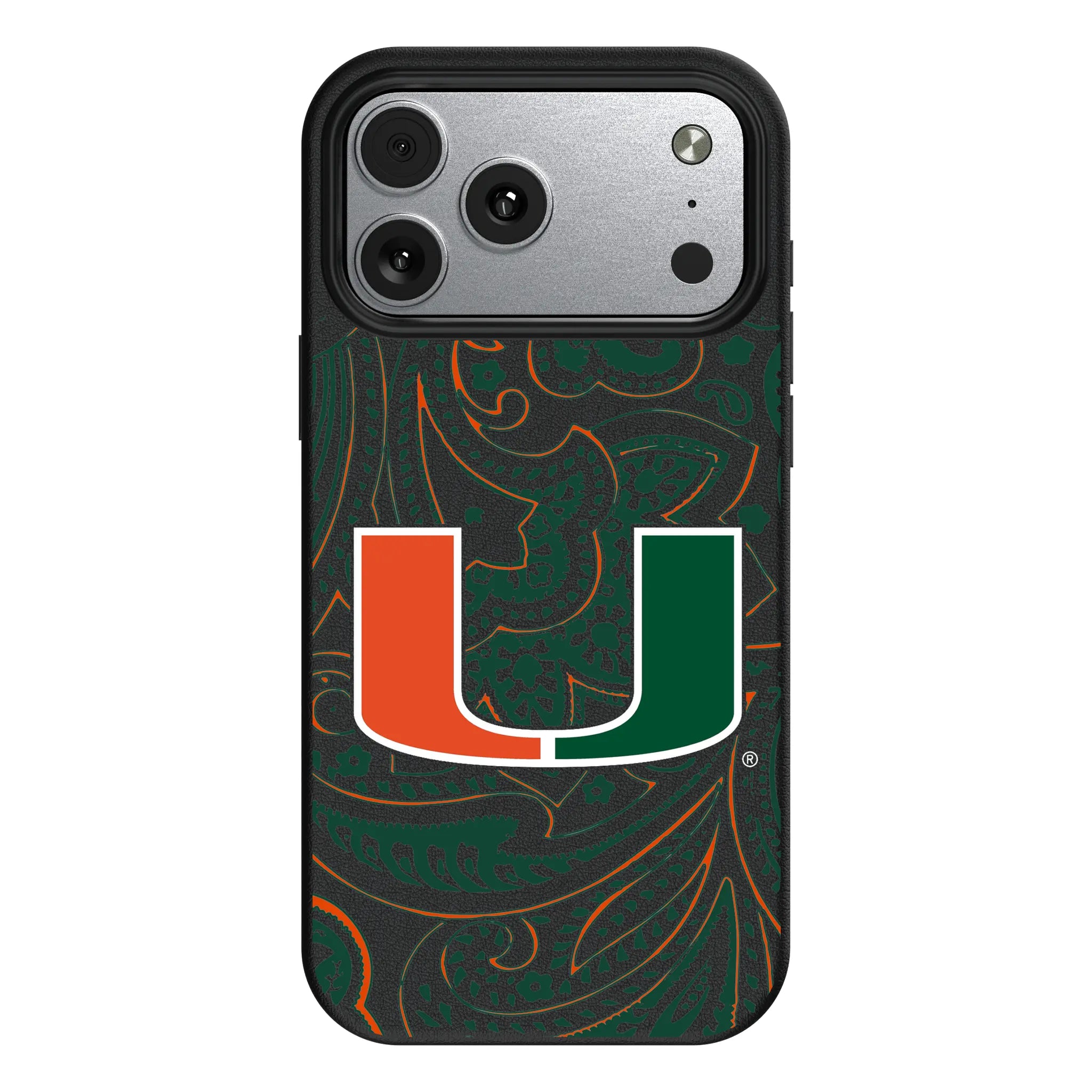 University of Miami Hurricanes Paisley iPhone MagSafe Compatible Phone Case for Apple iPhone#Device_iPhone 17 Pro Max