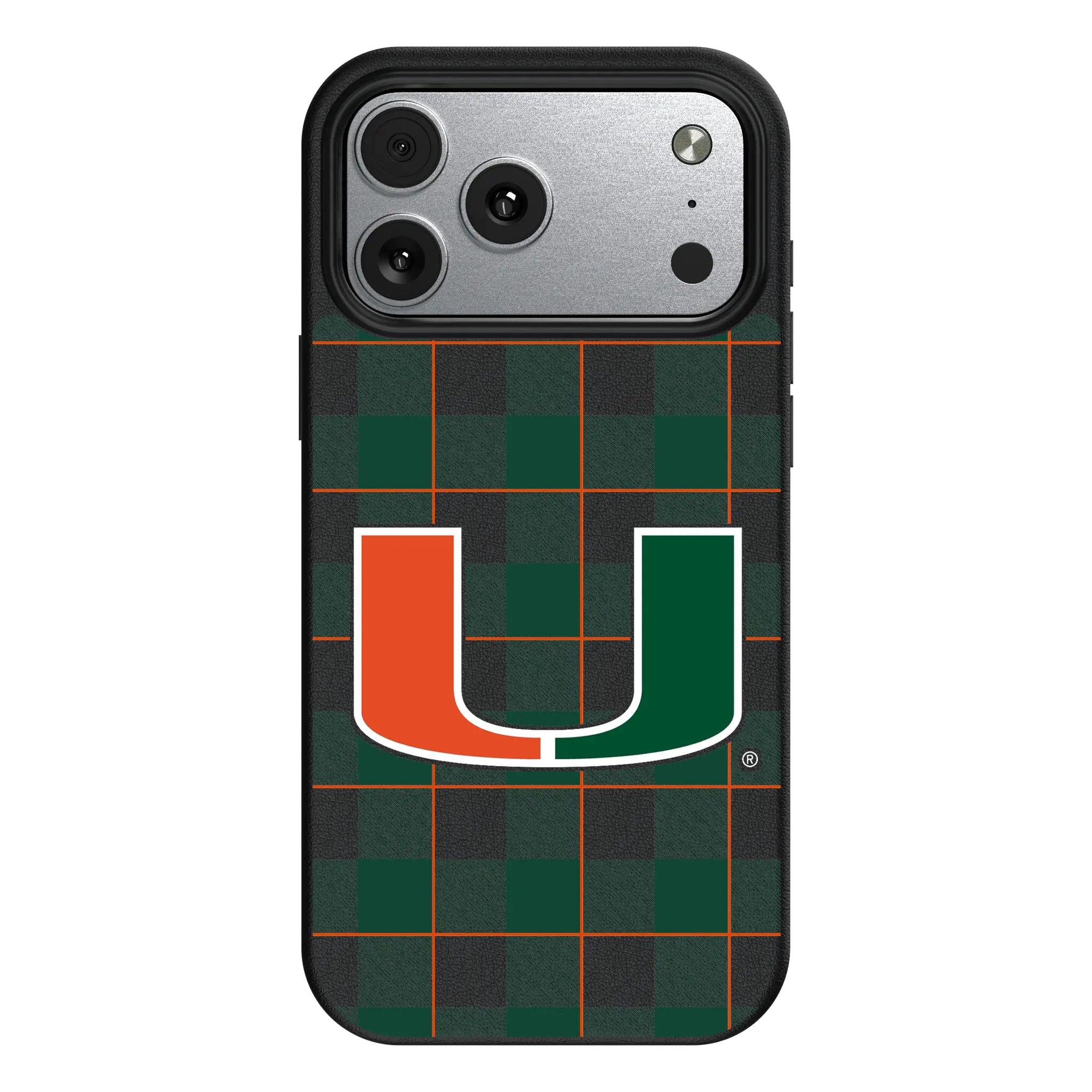 University of Miami Hurricanes Plaid iPhone MagSafe Compatible Phone Case for Apple iPhone#Device_iPhone 17 Pro Max