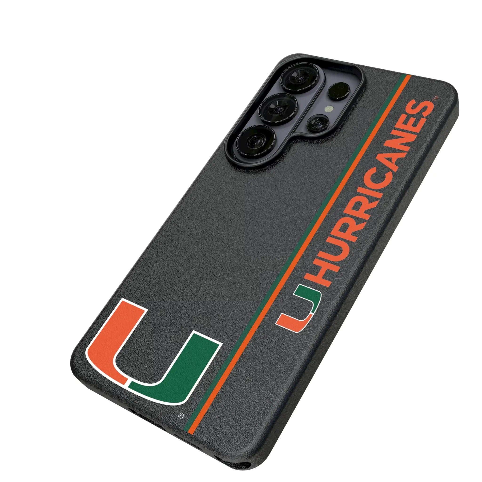 University of Miami Hurricanes Sidebar Galaxy MagSafe Compatible Phone Case for Samsung Galaxy - Isometric View#Device_Galaxy S26 Ultra