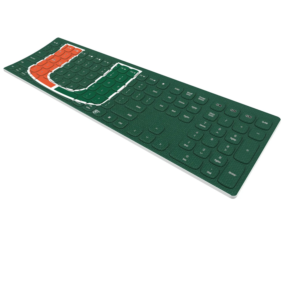 University of Miami Hurricanes Solid KKB605 Curved Wireless Keyboard - Isometric View