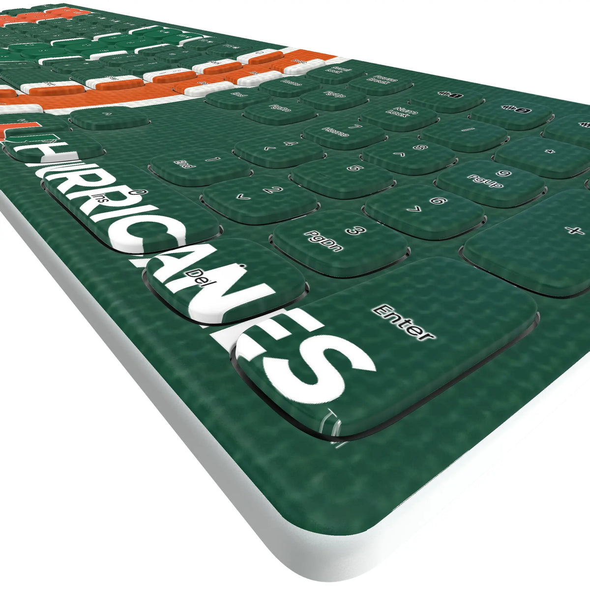 University of Miami Hurricanes Stripe KKB605 Curved Wireless Keyboard - Detail