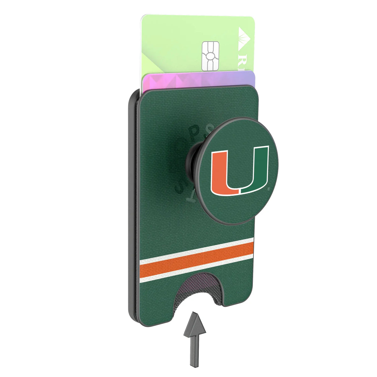 University of Miami Hurricanes Stripe Popsockets Wallet Magnetic - Detail