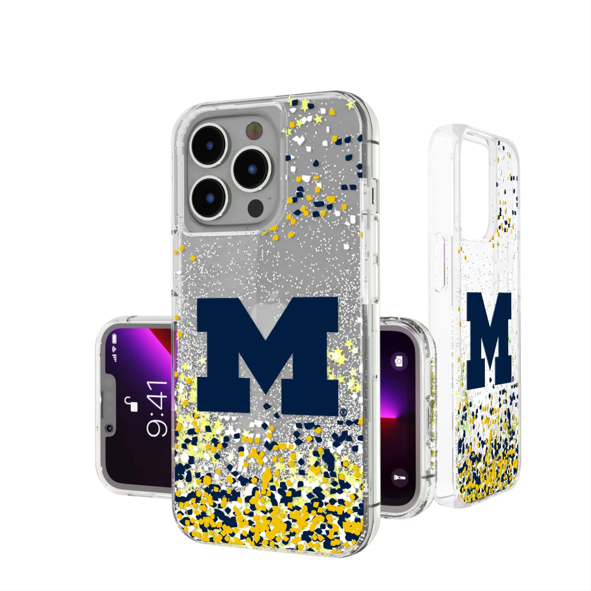 University of Michigan Wolverines Confetti iPhone Glitter Phone Case for Apple iPhone