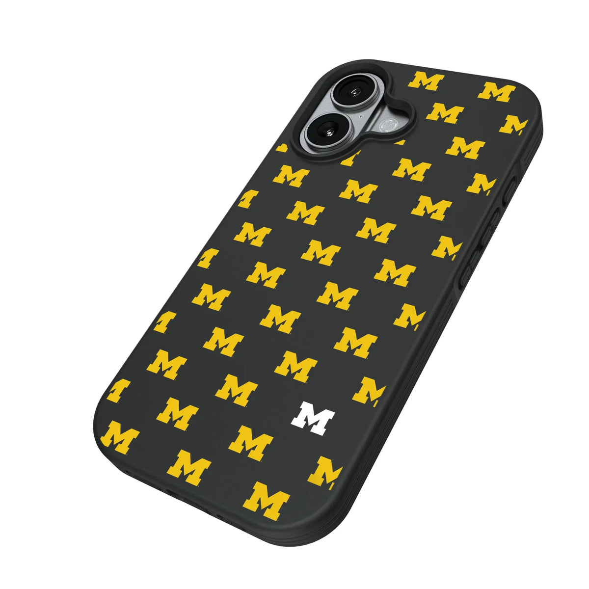 University of Michigan Wolverines Fashion Pattern iPhone Bump Phone Case for Apple iPhone - Isometric View#Device_iPhone 17