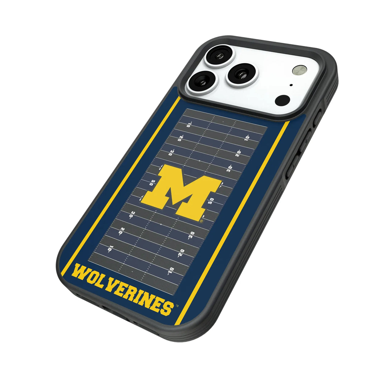 University of Michigan Wolverines Field iPhone Bump Phone Case for Apple iPhone - Isometric View#Device_iPhone 18 Pro