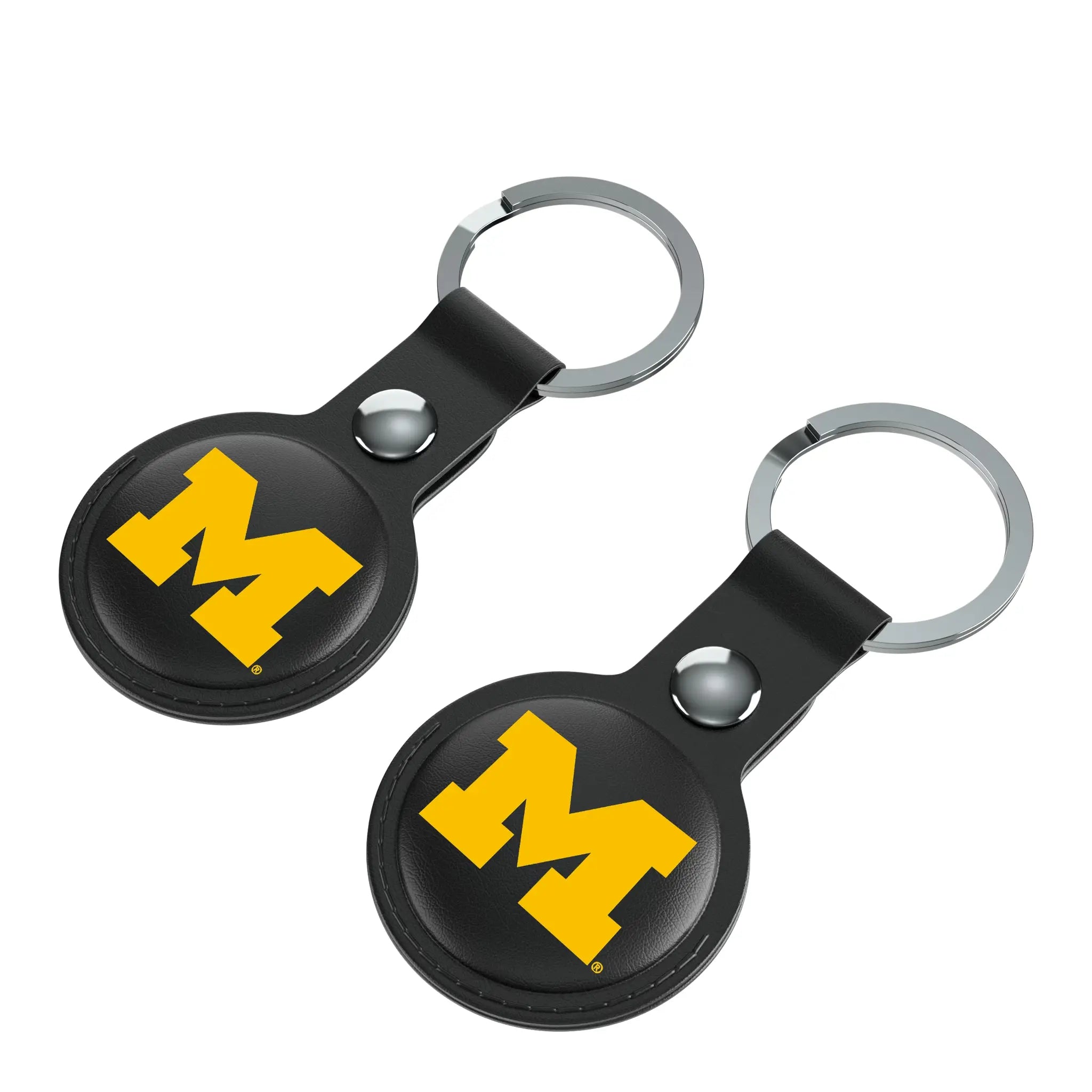 University of Michigan Wolverines Insignia AirTag Black Airtag Holder 2-Pack - Isometric View