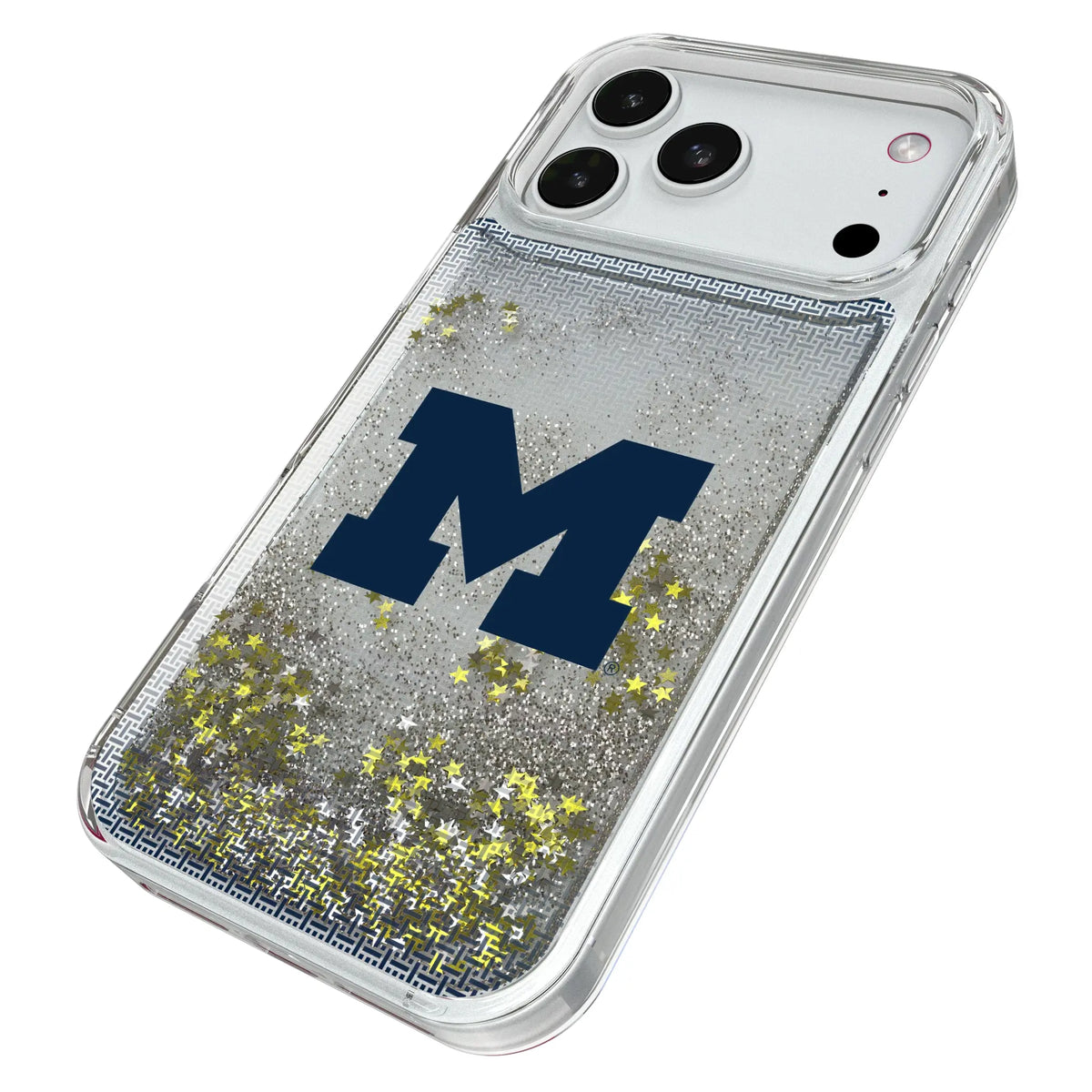 University of Michigan Wolverines Linen iPhone Glitter Phone Case for Apple iPhone - Isometric View#Device_iPhone 18 Pro Max