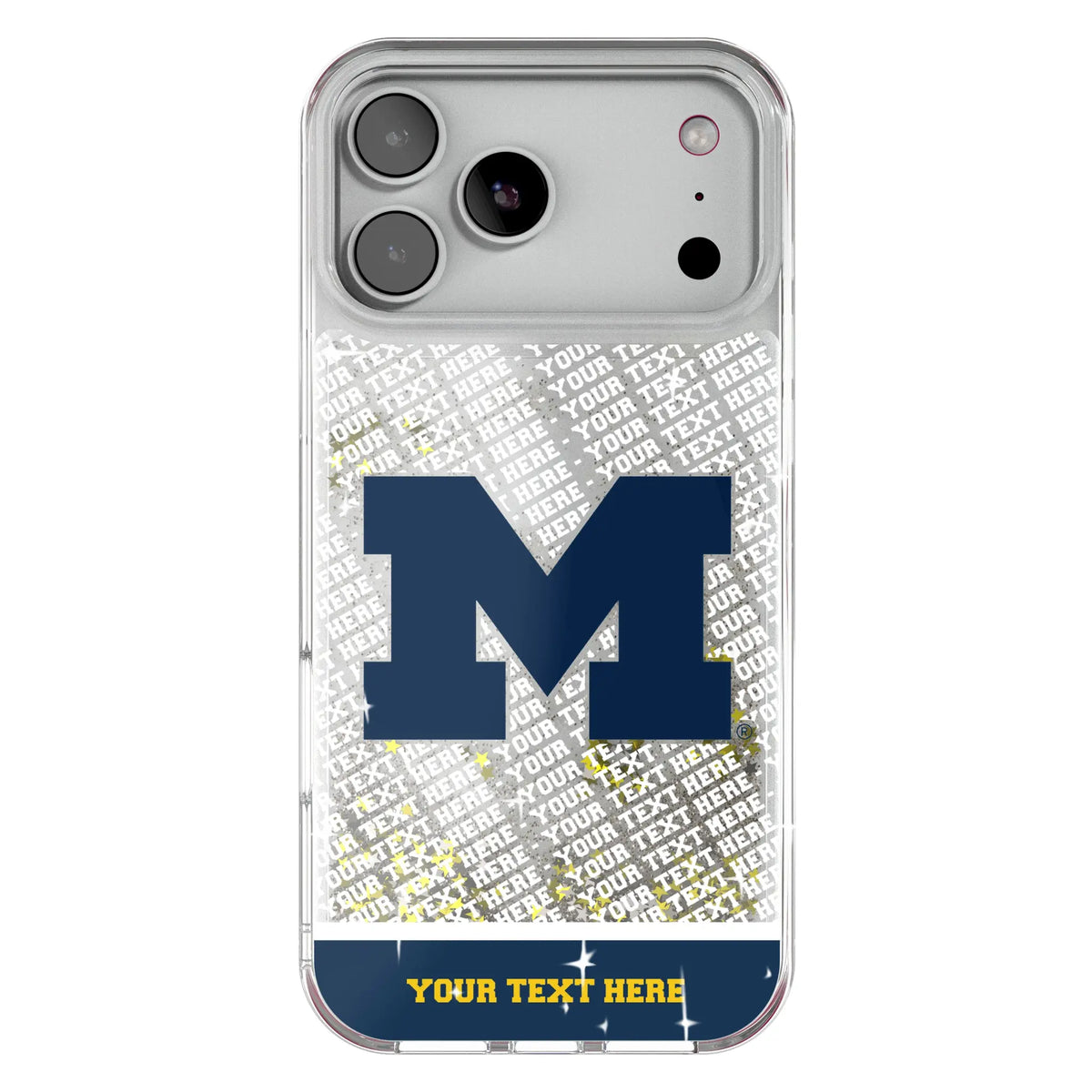 University of Michigan Wolverines Personalized EndZone Plus Glitter Phone Case for Apple iPhone