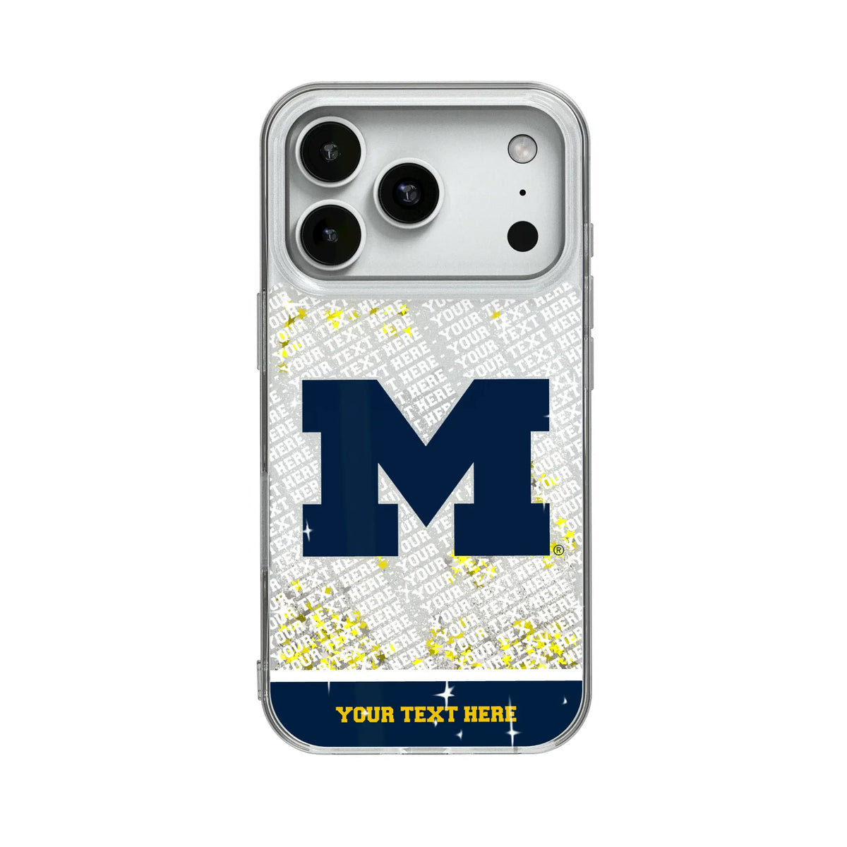 University of Michigan Wolverines Personalized EndZone Plus Glitter Phone Case for Apple iPhone