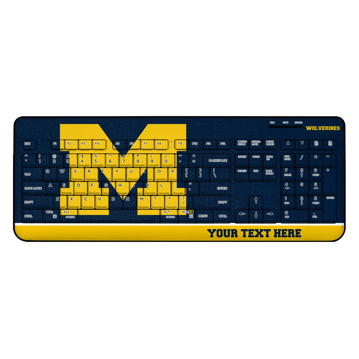 University of Michigan Wolverines Personalized Endzone Solid Wireless USB Keyboard