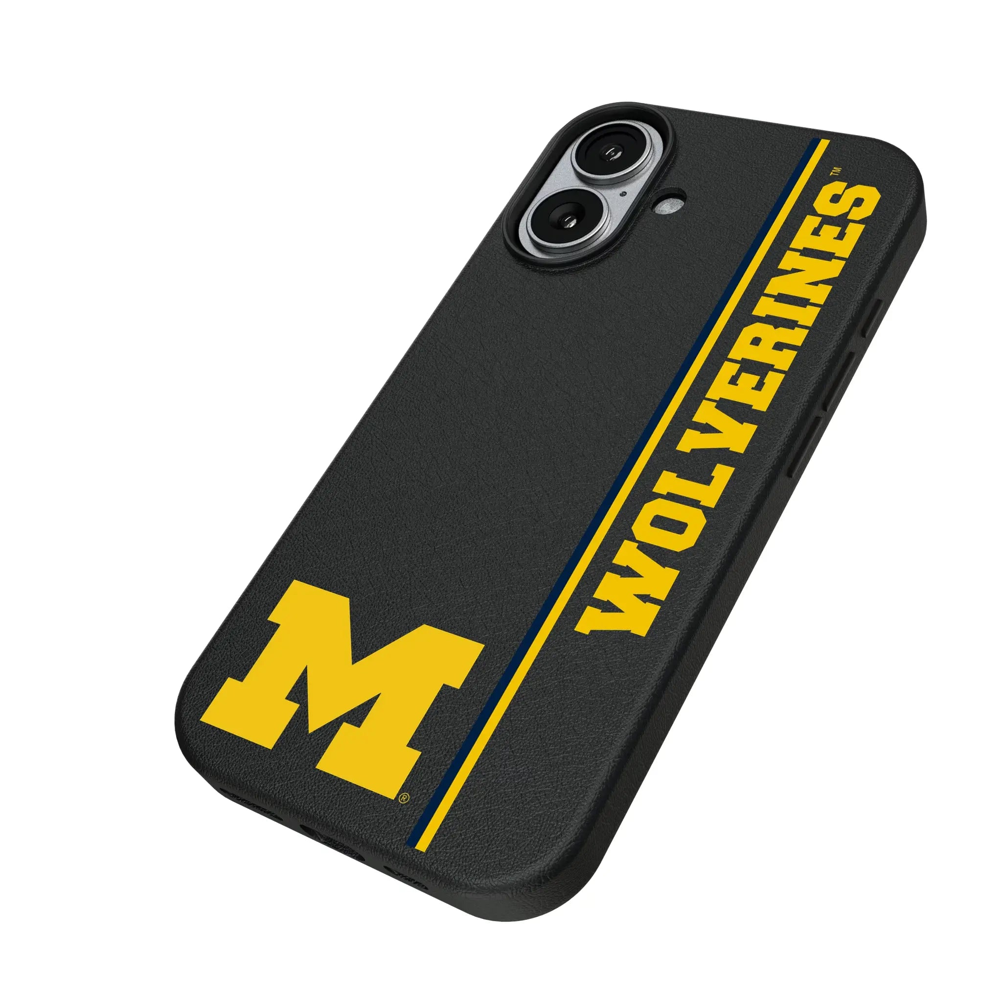 University of Michigan Wolverines Sidebar iPhone MagSafe Compatible Phone Case for Apple iPhone - Isometric View#Device_iPhone 17