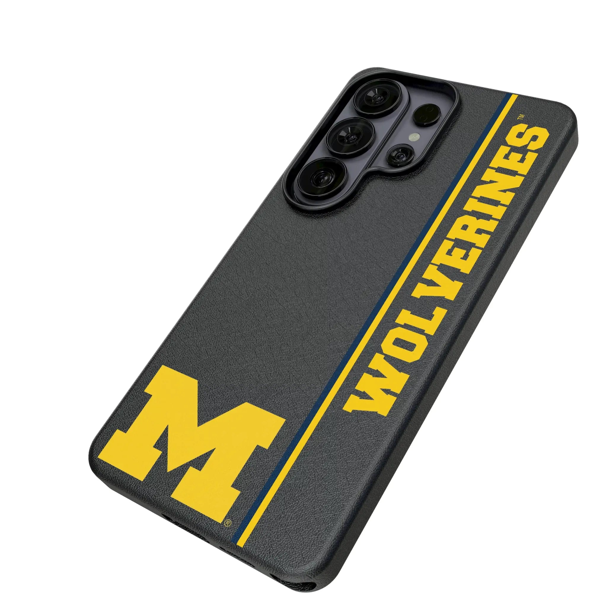 University of Michigan Wolverines Sidebar Galaxy MagSafe Compatible Phone Case for Samsung Galaxy - Isometric View#Device_Galaxy S26 Ultra