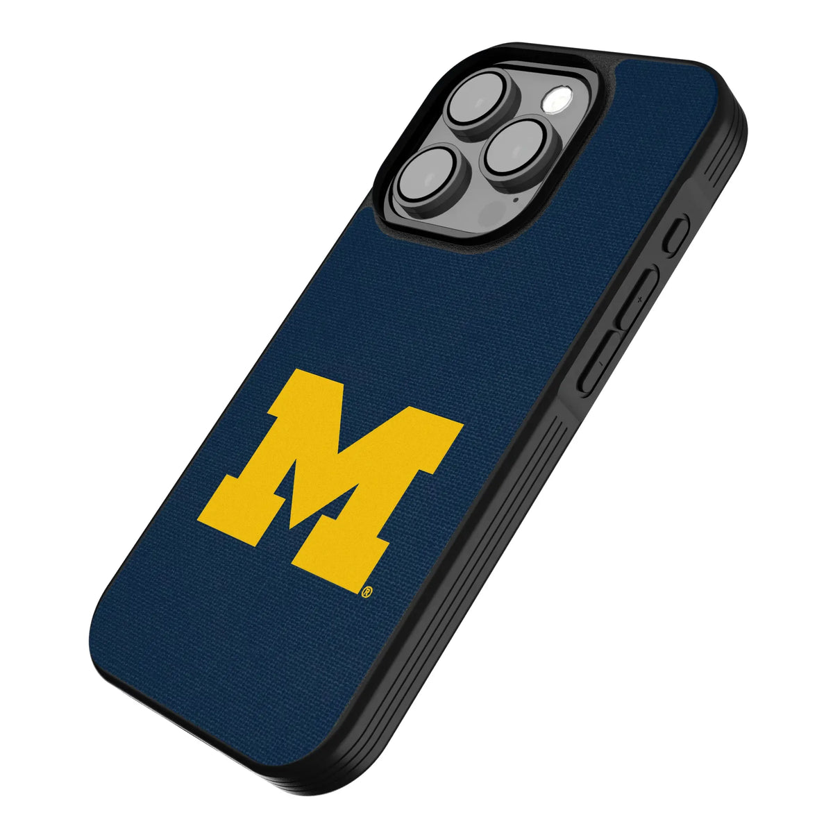 University of Michigan Wolverines Solid iPhone Bump Phone Case for Apple iPhone - Isometric View