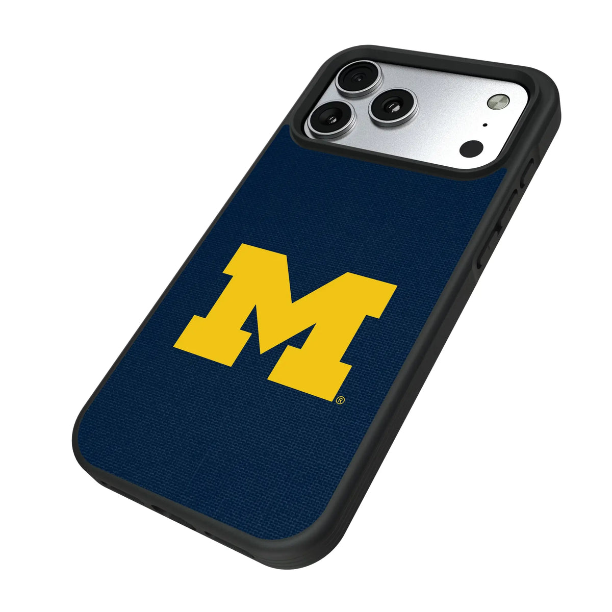 University of Michigan Wolverines Solid iPhone Bump Phone Case for Apple iPhone - Isometric View#Device_iPhone 17 Pro Max