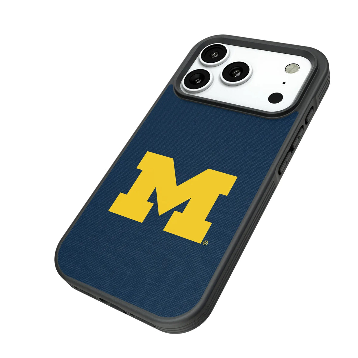 University of Michigan Wolverines Solid iPhone Bump Phone Case for Apple iPhone - Isometric View#Device_iPhone 18 Pro