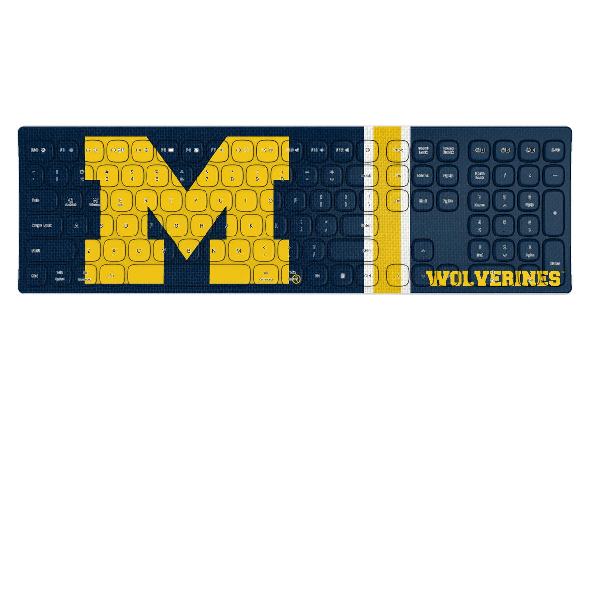 University of Michigan Wolverines Stripe KKB605 Curved Wireless Keyboard