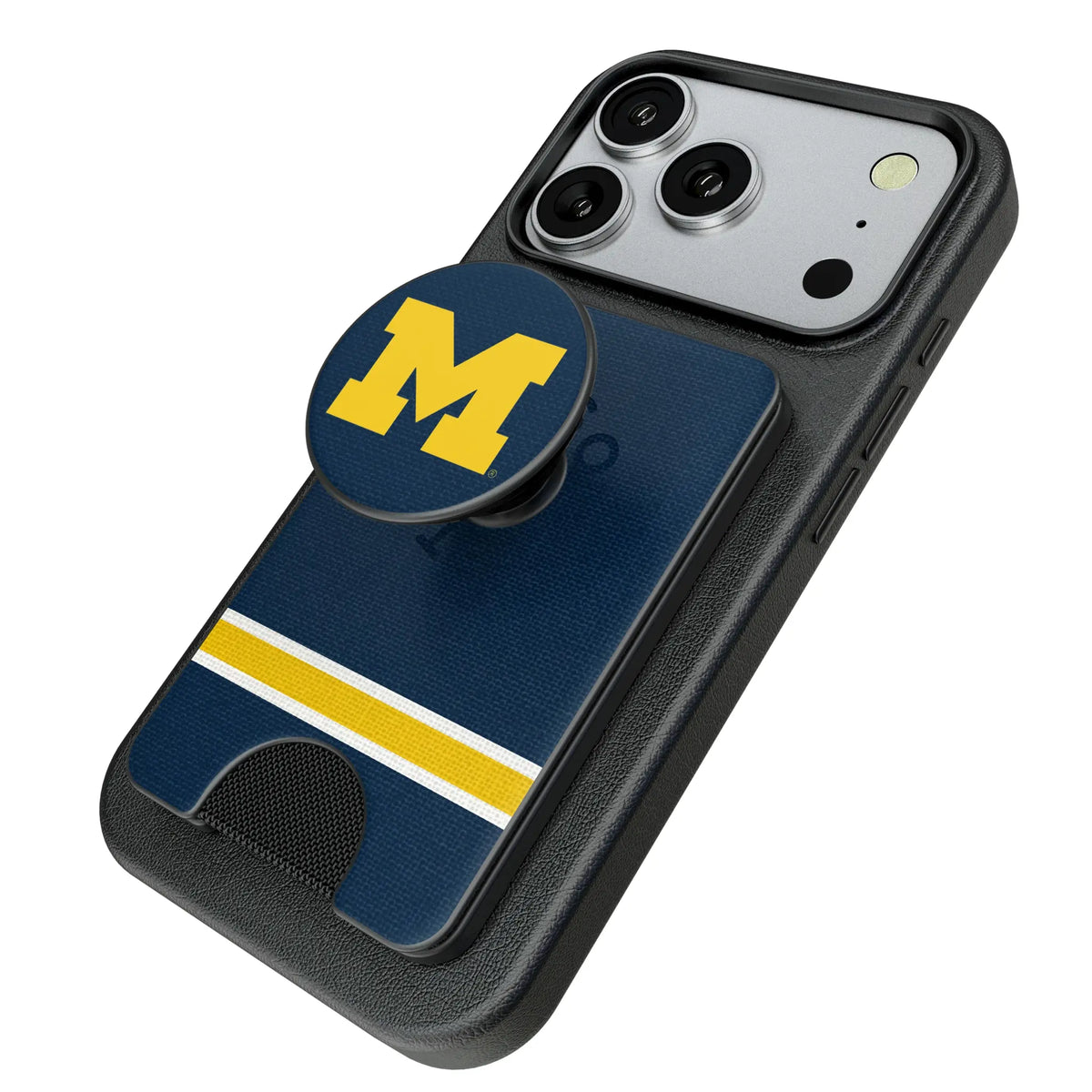 University of Michigan Wolverines Stripe Popsockets Wallet Magnetic - Isometric View