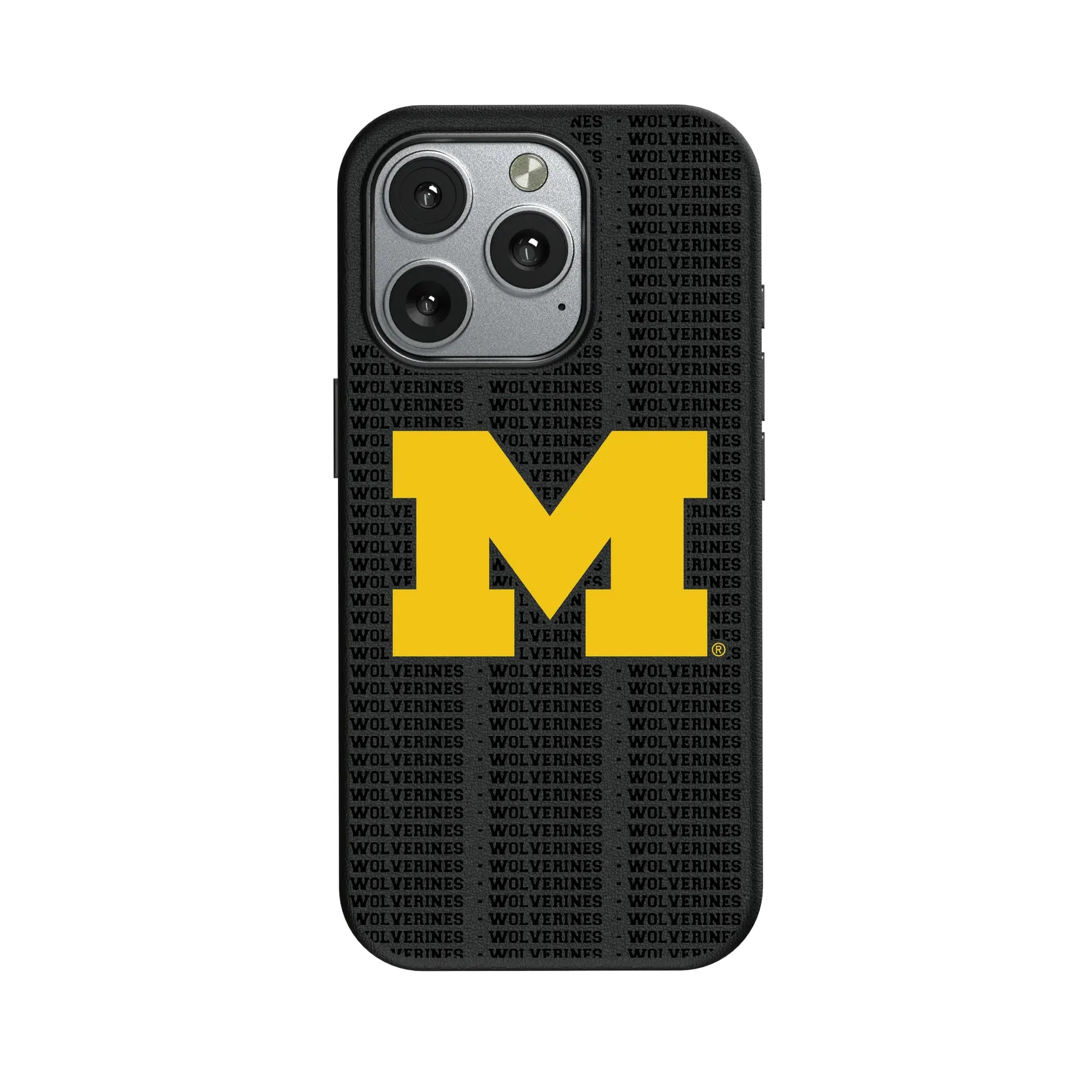 University of Michigan Wolverines Text Backdrop iPhone MagSafe Compatible Phone Case for Apple iPhone