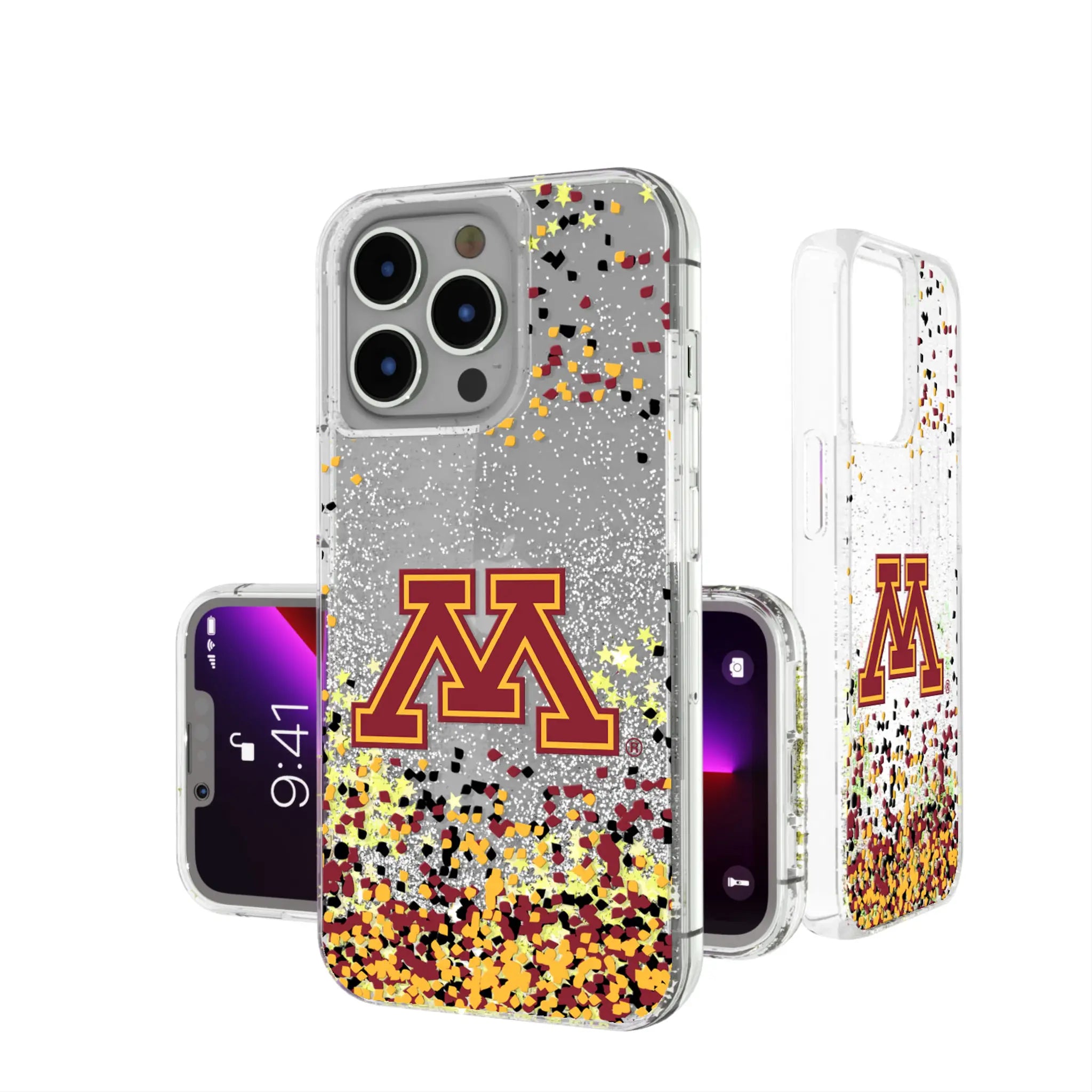 University of Minnesota Golden Gophers Confetti iPhone Glitter Phone Case for Apple iPhone
