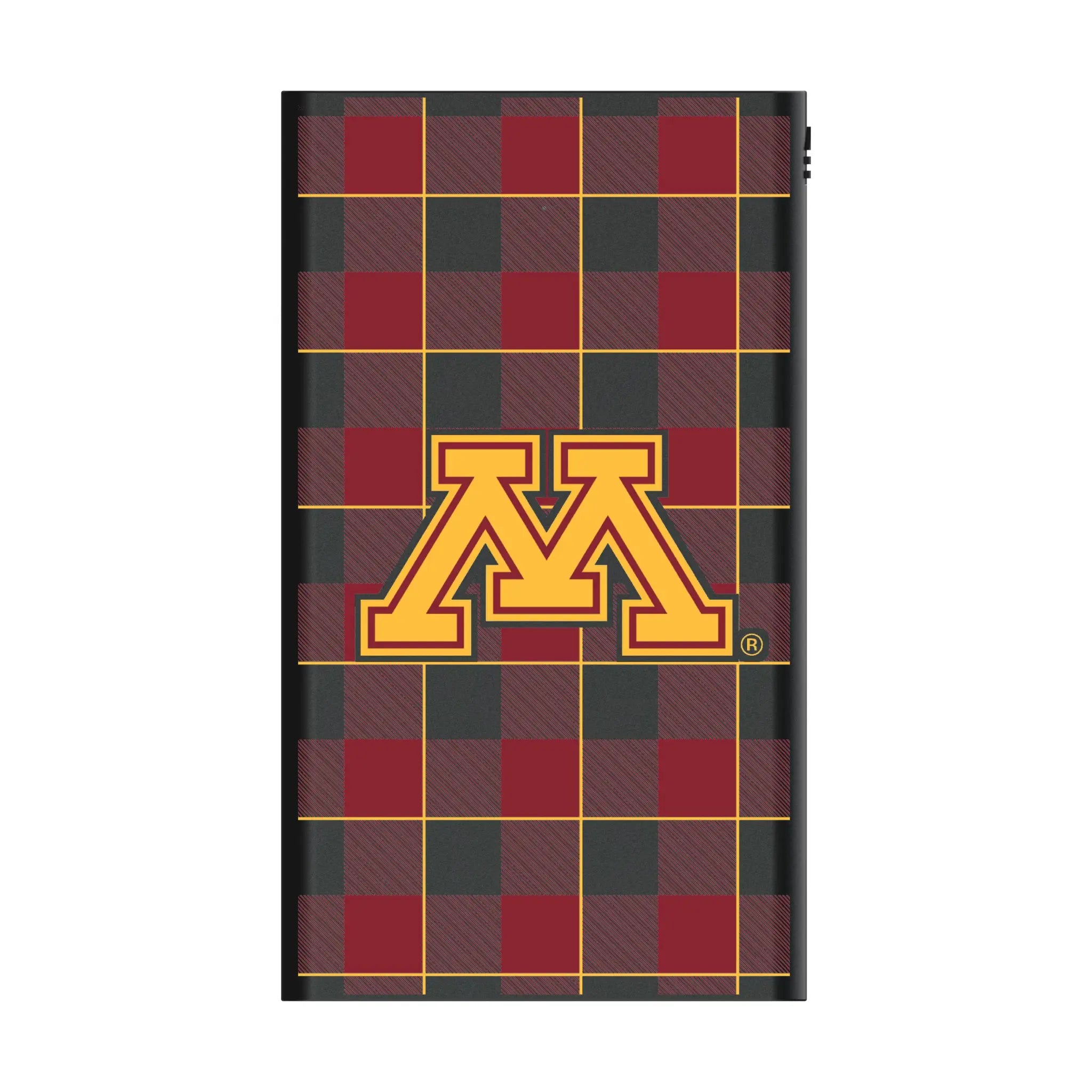 University of Minnesota Golden Gophers Plaid 5000mAh Flat Power Bank